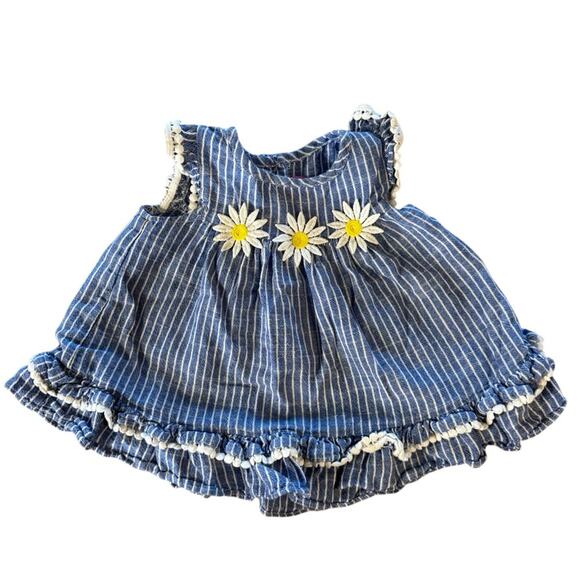 Good Lad Other - Good Lad - Adorable Blue and White Striped Dress with Daisy Accents, Size 12M